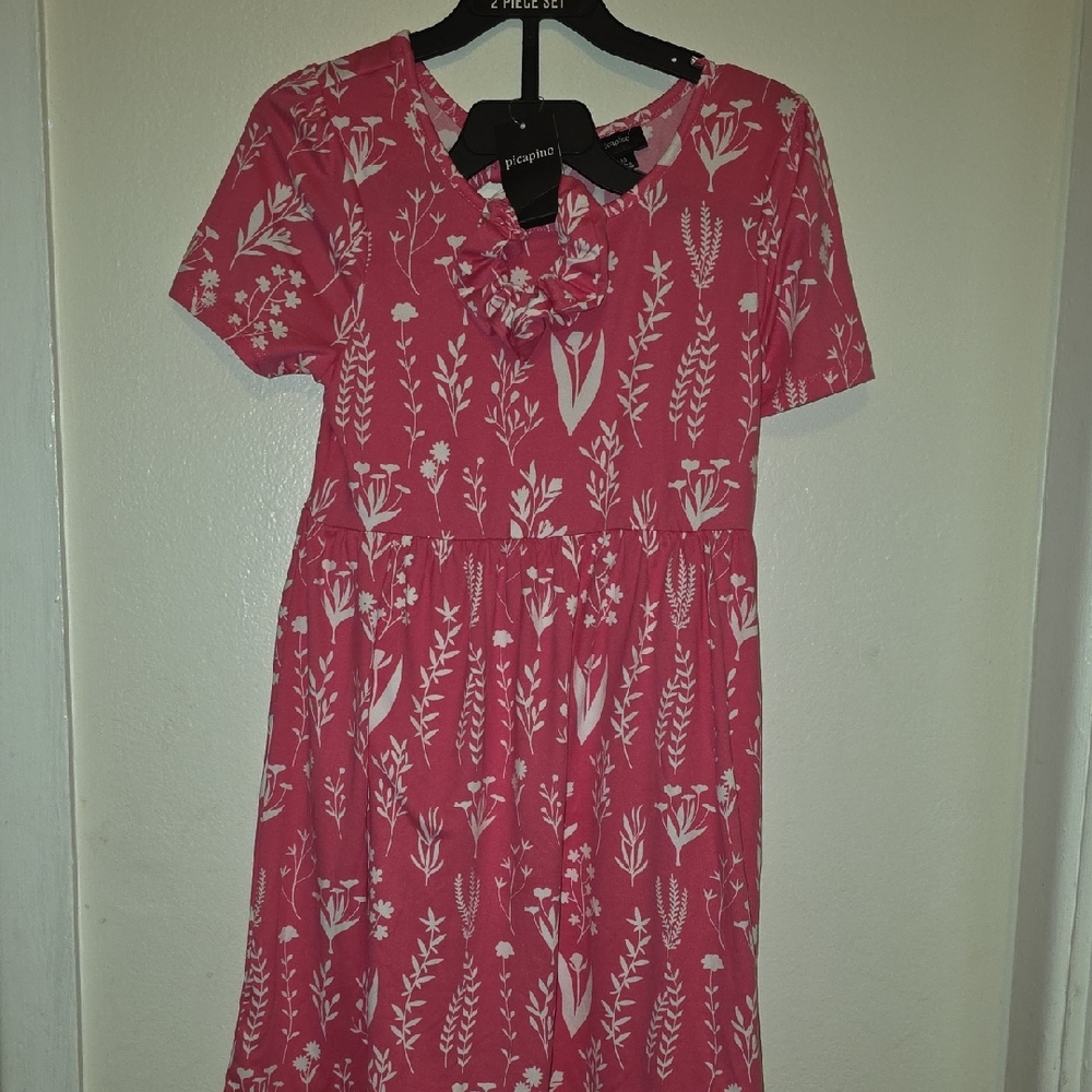 Pink Floral Kids Casual Dress